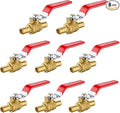 8 Pack Ball Valves, 1/2" Pex Crimp Shut Off Valve Red, Brass Full Port Pex B Shut Off Ball Valve for Hot and Cold Water, NSF/ANSI 61 Certified