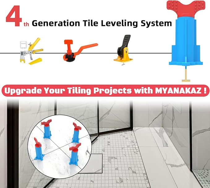 Tile Leveling System, Reusable Tile Tools for Installation, Tile Self Leveling Spacers, Floor Leveler Self Leveling Compound (40 Sets)