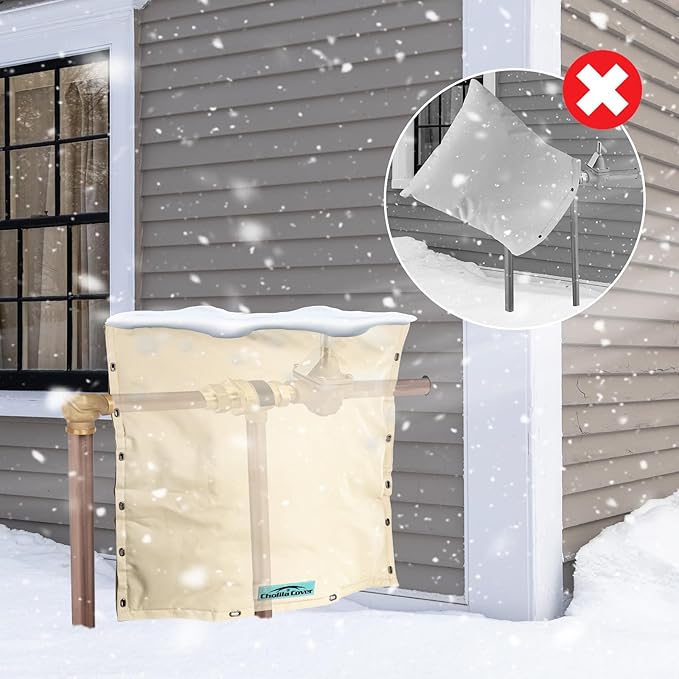 Backflow Preventer Cover Insulated 24"W x 24"H for IN-WALL Pipes with Aluminum Foil Backflow Insulation Cover with Thicker 7 Layers Fabric, Sprinkler Covers for Outside Pipe Traversable