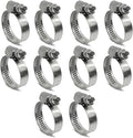 Embossed Worm Gear Hose Clamps Size#10, 5/8-1-1/16 inch Adjustable Heavy Duty Stainless Steel Hose Clamp, all 304 for Radiator Hose Clamps (16-27 mm, 10 Pack)