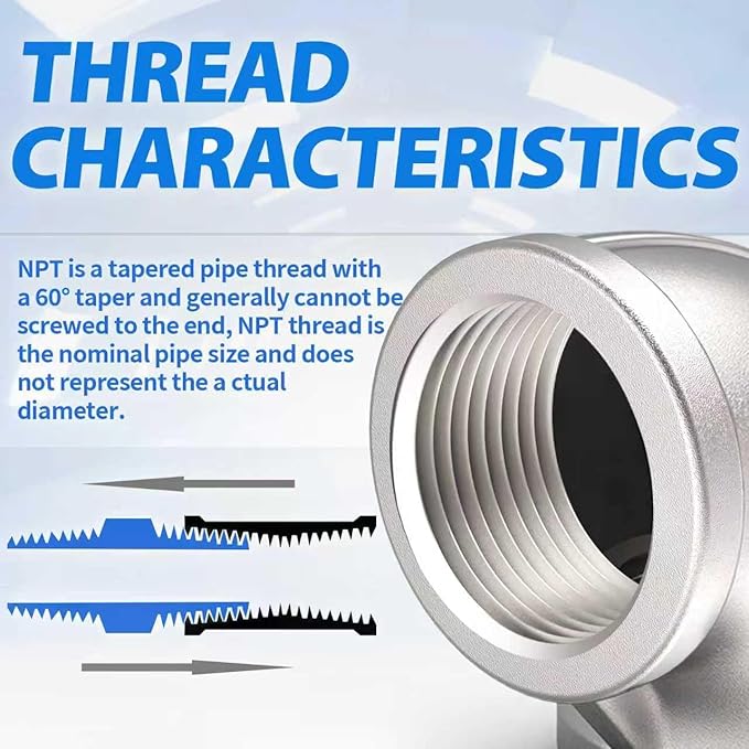 ChillWaves 304 Stainless Steel Pipe Fitting, 90 Degree Elbow 1/2" NPT Female x 1/2" NPT Female Thread Adapter(6-PACK)