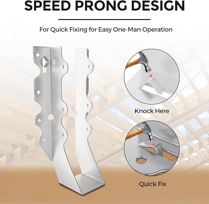 25 Pcs 2x8 Joist Hangers,20 Gauge Metal Face Mount Joist Hanger, Lu28 Joist Hangers Galvanized, Hurricane Ties for Rafter, Rafter Brackets 2x8 for Deck,Floor,Roof Overhang and Ceiling Joist