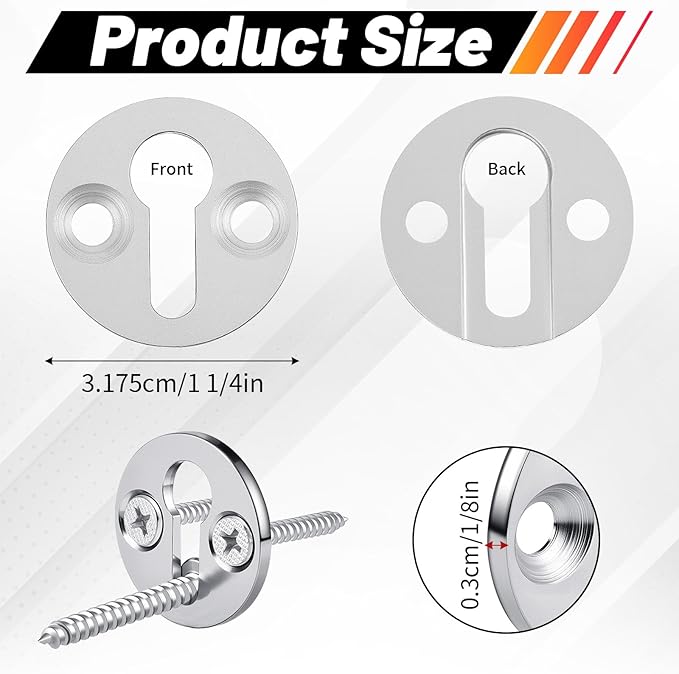 Shimeyao 4 Sets Newel Post Fastener, Newel Post Mounting Kit, Column Handrail to Pole Fastener, 1 1/4 Inch Diameter x 1/8 Inch Thickness Hardened Steel Plate with 1 Round Steel Plate 3 Long Screws