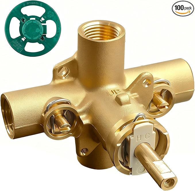2590 Shower Valve, Shower Valve Replacement for Moen Valve-1/2 Inch IPS Connections, Pressure Balancing Cycling 4 Port Tub and Brass Shower Valves with Stops. Includes 1222 Cartridge