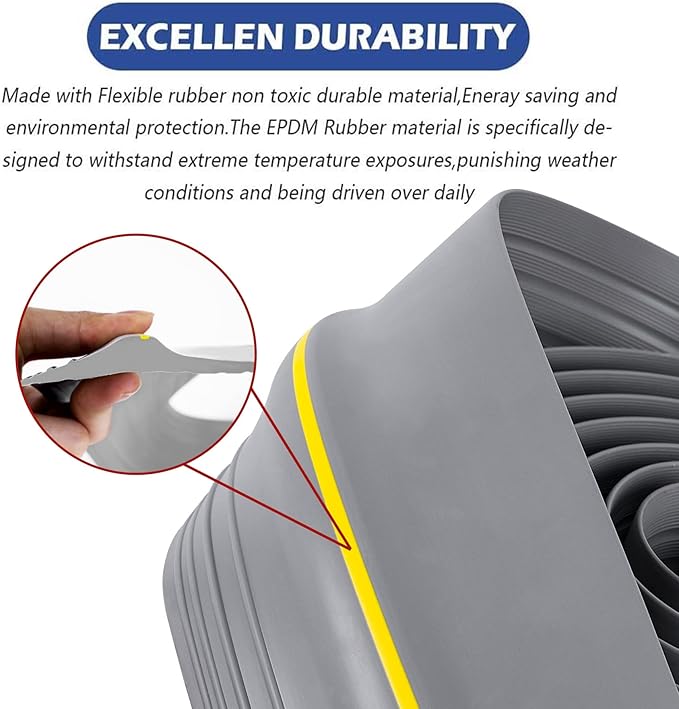 ToLanbbt 20Ft/6M Universal Garage Threshold Seal Strip with 300ml Black Adhesives, Garage Door Bottom Weatherproof Strip Rubber DIY Weather Stripping Replacement (Grey+Yellow)