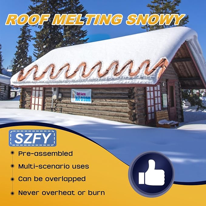 3FT~200FT Heat Tape for Water Pipes, -40°F Deicing Cable,Pipe Heat Cables for Roof,Gutter，Farm，Freeze Protetion Heating Wires, Heated Water Hose,Plumbing Fixtures,120V 5W/FT (30FT)