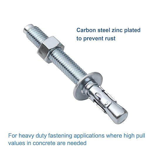 1/4 inch x 2-1/4 inch - 20 Pieces Wedge Anchor Zinc Plated Heavy Duty Fastener for Concrete