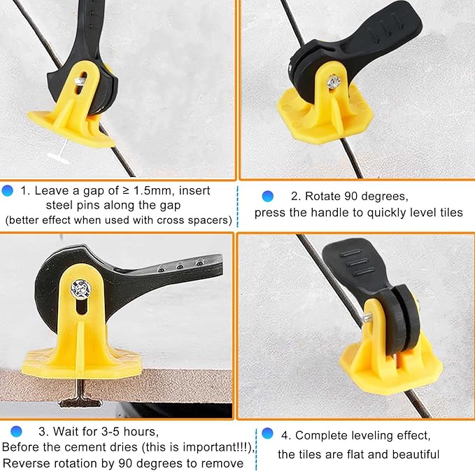 Tile Leveling System Kit 1/8 Tile Spacers Reusable 50pcs Leveler Tile Tools for Installation+50pcs Replaceable Spare Steel T-Pin Upgraded Adjustable Fit 8-12mm Tile Floor Leveling Compounds Set