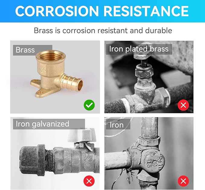 PEX Fittings, 1/2 Inch Female NPT Pex Drop Ear Elbow, Brass Fittings for Pex Pipe Connect(PEX1807159-20Pack)