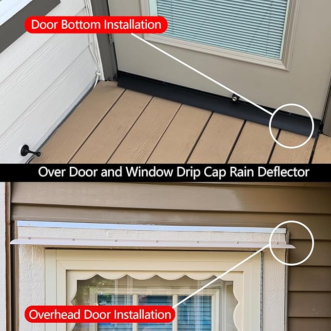 Extra Wide 5.12" W Door rain drip Guard Overhead,55.1" L Aluminum drip Cap for Exterior Doors Window Top,rain drip Edge Flashing,Water Deflector,rain Diverter,Anodized Black 1PCS