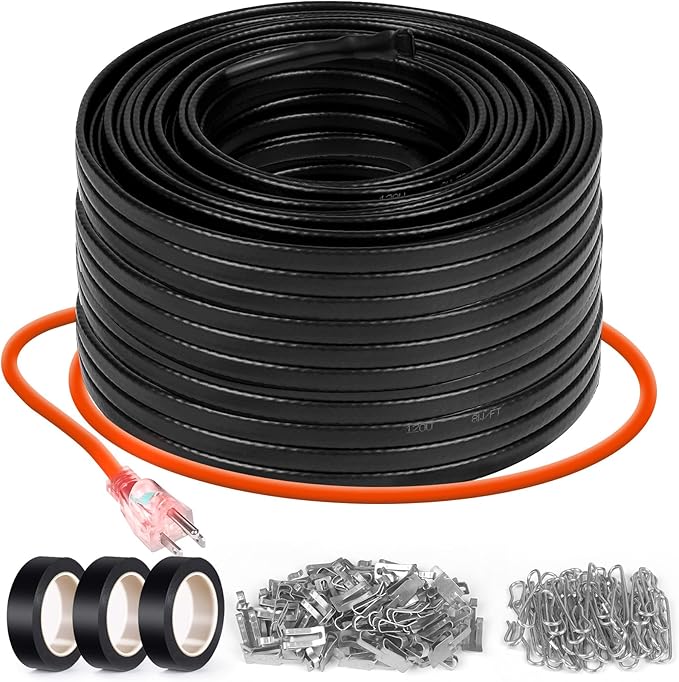 140FT(3FT~200FT) Heat Tape for Water Pipes, -40°F Deicing Heating Cable, Freeze Protected Water Pipe Heating Cable, Heated Water Hose, Plumbing Fixtures, 120V 5W/ft Plumbing Fixtures