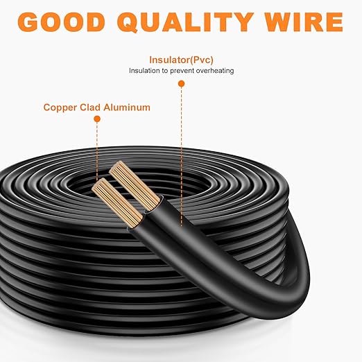 12/2 Low Voltage Landscape Wire 500FT Outdoor Landscape Lighting Cable 12 Gauge 2 Conductors Low Voltage Wire for Landscaping Lights,Copper Clad Aluminum Direct Burial