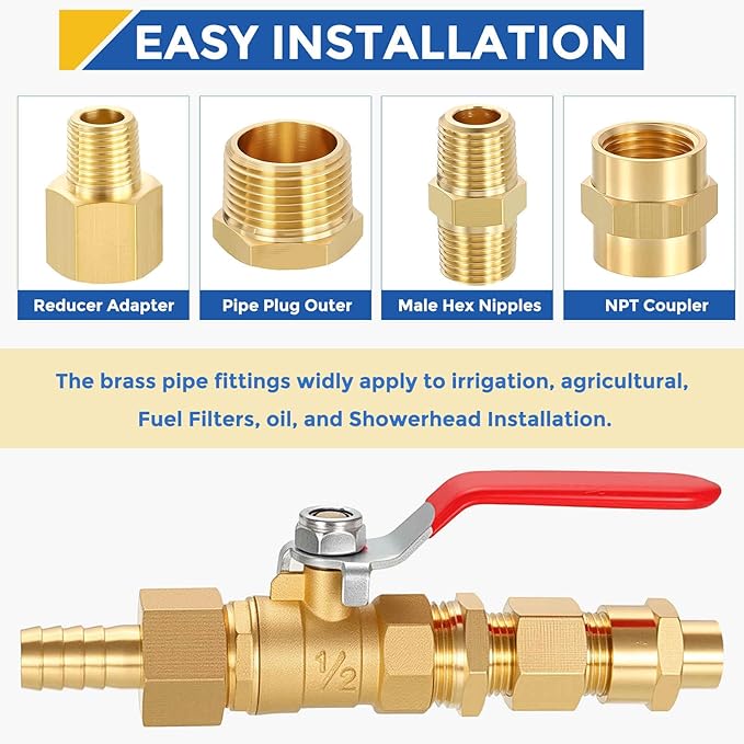 5 Pack Brass Pipe Fittings, 1" Male NPT to 1" Male NPT Brass Hex Nipple, Male Pipe Adapter Reducer for Air, Oil, LP