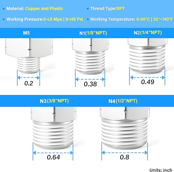 TAILONZ PNEUMATIC Male Straight 3/8 Inch Tube OD x 3/8 Inch NPT Thread Push to Connect Fittings PC-3/8-N3 (Pack of 5)