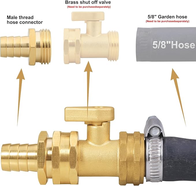 Garden Hose Repair Connector with Clamps Hose End Repair Kit,5/8" Barb Garden Hose Fittings Male and Female brass garden hose ends (5/8"Barb-4 Set)