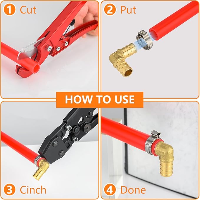 25-Pack HeSun PEX Fittings, 1/2" PEX x 3/4" Female Sweat Adapter (Over Copper Tube), Brass Crimp Fitting for ASTM F1807(PEX1807131-25)