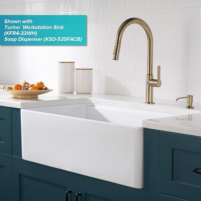 KRAUS Oletto Single Handle Pull Down Kitchen Faucet in Spot Free Antique Champagne Bronze, KPF-2820SFACB