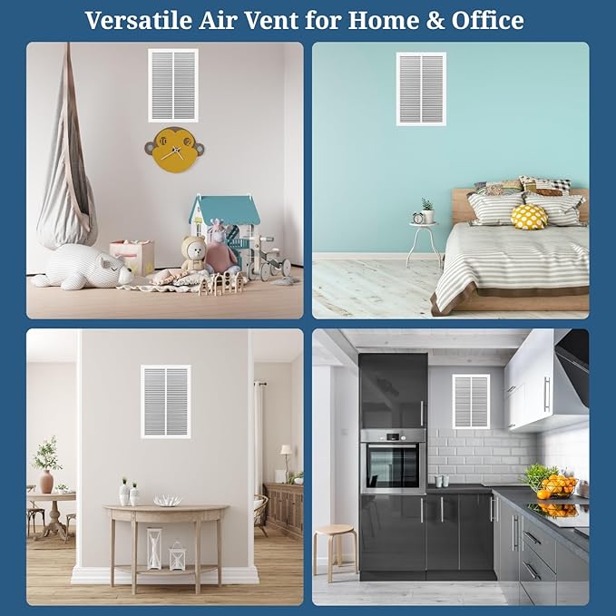 14 x 16 Inch Return Air Vent Cover, Solid Steel HVAC Grille for Wall or Ceiling, White Duct Opening, Durable Return Air Vent Cover, Airflow Ventilation Grille for Home or Office