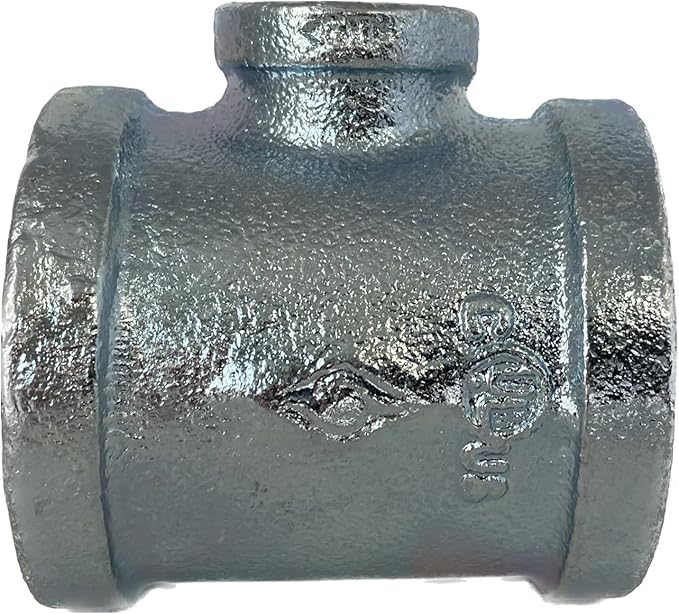 BMI 1-1/2 Inch x 1/2 Inch x 1-1/2 Inch NPT Galvanized Reducing Tee, 150# Pressure Rating, UL/FM Certified, Malleable Iron Pipe Fitting, ASTM A197, ASME B16.3-36474