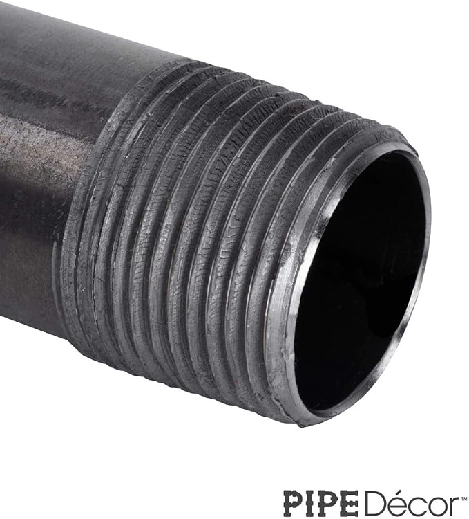 PIPE DECOR 1" x 18" Black Steel Plumbing Pipe, 4-Pack, Pre Cut Connector, Industrial Steel Grey Fits Standard One Inch Threaded Black Malleable Iron Fittings, Build Vintage DIY Furniture
