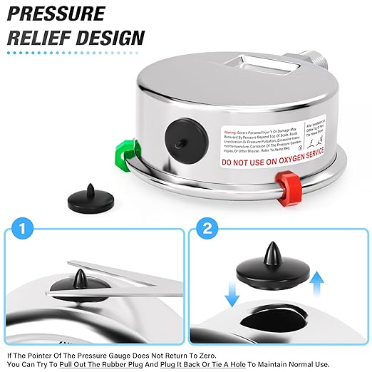 MEANLIN MEASURE 0~600Psi Stainless Steel Liquid Filled Pressure Gauge 2.5" FACE DIAL 1/4" NPT for WOG Water Oil Air Lower Mount with Stainless Steel Hex Bushing and Snaps