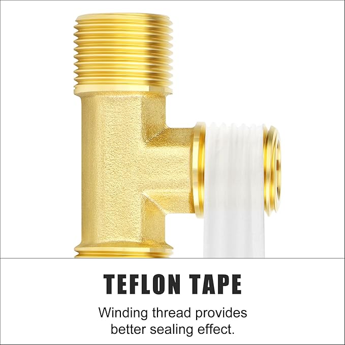 GASHER 2PCS Brass Compression Tube Pipe Fitting Connector, Tee，1/2" x 1/2" x 1/2" Tube OD Connector