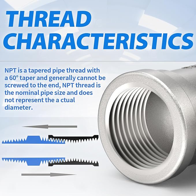 ChillWaves 304 Stainless Steel Pipe Fitting, Male Run Tee 1" NPT Female x 1" NPT Female x 1" NPT Male Thread Adapter(2-PACK)