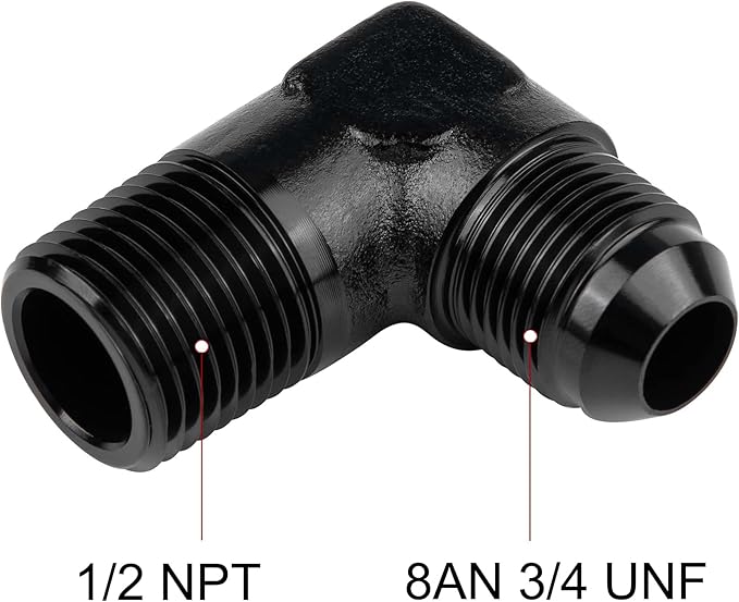 EVIL ENERGY 8AN to 1/2" NPT Male 90 Degree Fitting Adapter Aluminum