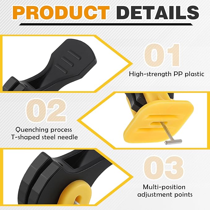 Nuanchu Tile Leveling System Kit 200 Reusable Tile Spacers + 200 1/16'' Replaceable Spare Steel T-pin, Leveling Clips Fit 8-12mm Floor Compounds Set for Wall & Floor (Yellow)