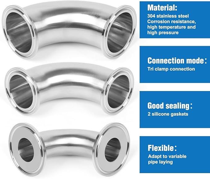 Elbow 1" Tri Clamp Elbow 90 Degree Pipe Fitting 25mm Pipe OD Sanitary Fitting Stainless Steel 304