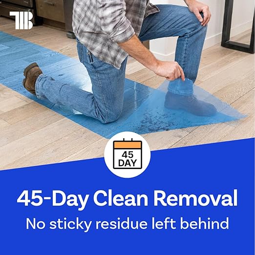 TapeManBlue Floor Protection Film, 36" x 500', Made in USA, Blue Self Adhesive Floor Protector Tape for Moving, Painting and Construction, Temporary Covering to Shield Hardwood, Tile, Hard Surfaces