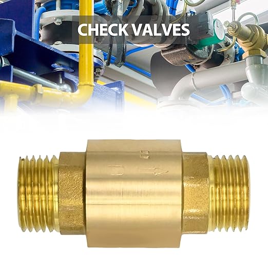 2Pcs Brass in-Line Spring Check Valve DN15 1/2" Male Thread, One-Way Non-Return Vertical Check Valve, Prevent Water Back-Flow for Water Oil