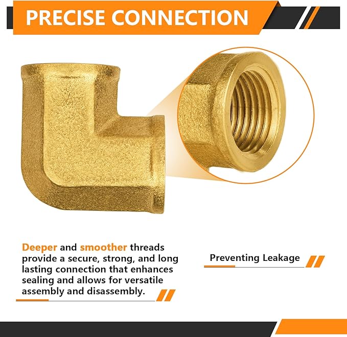 20-PCs HeSun Brass Pipe Fitting, 3/8" x 3/8" NPT Female 90-Degree Barstock Street Elbow