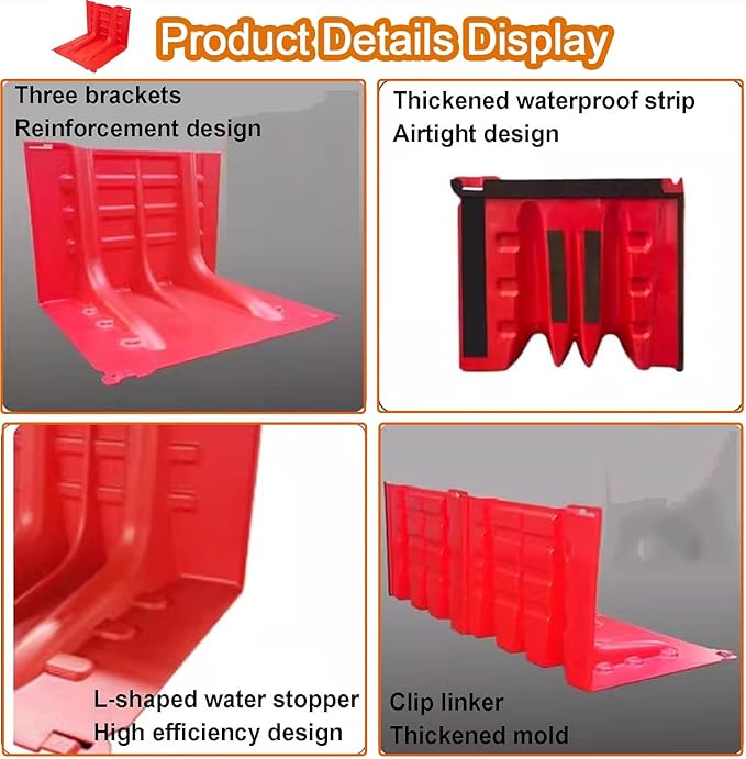 Flood Protection Barrier, 2/3/4/5/6/7/8/9/10/20/30-Pcs Wall Plastic Flood Prevention Board Water Absorbent Dams Diverter Door Dam Flood Barrier Water Barrier(8-Pcs)