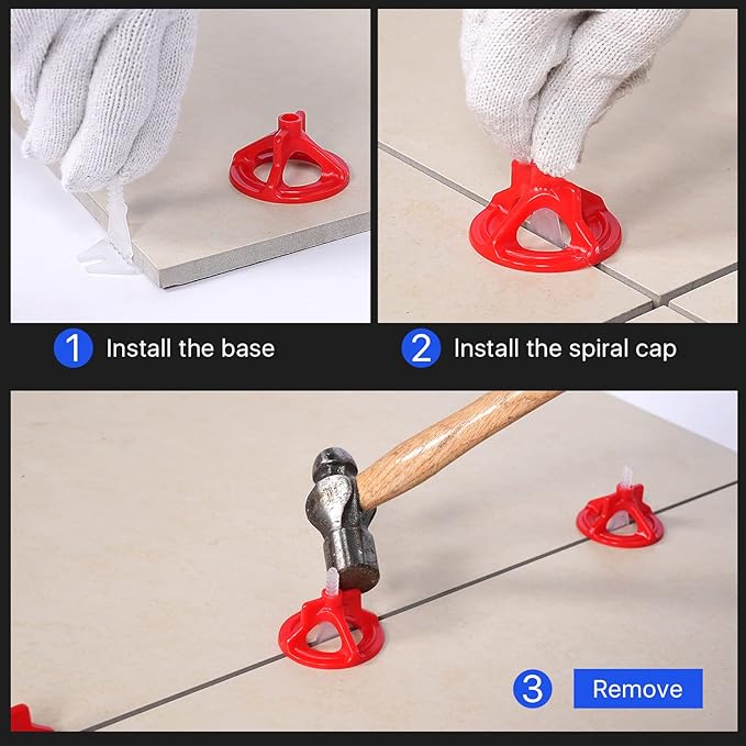 Pro-Grade 1/8" Professional Tile Leveling System Kit 700 Base+100 caps for Floor & Precision Gap Control |Effortless DIY Install(700 Base+100 caps, 1/8)