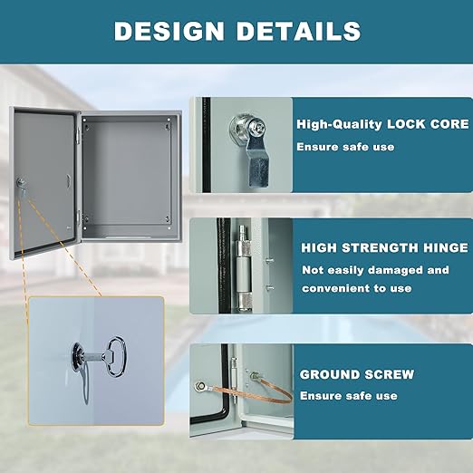 Generic Waterproof Electrical Enclosure 16 x 12 x 8'', Outdoor Electrical Box Weatherproof, Electrical Junction Box with Reinforced Lock, Gray, JYX403020