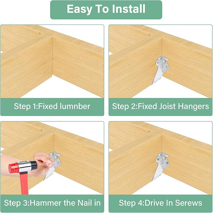 25 PCS 2"x4"Joist Hanger,20 Gauge Double Shear Face Mount Rafter Hanger for Deck Brackets,Rafter Brackets,Hurricane Ties for rafters