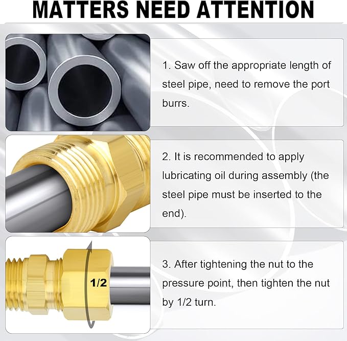 ChillWaves Brass Compression Tube Fitting, 5/8" OD x 1/2" NPT Male Compression Union Connector(5-PACK)