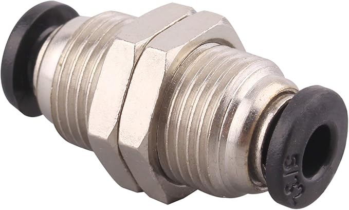 Bulkhead Union Push to Connect Tube Fitting 5/32 Inch Tube OD Double Threaded (5 Packs)