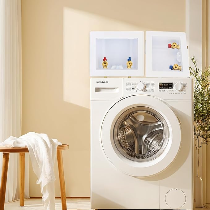 2-Pack GUOFIS Washing Machine Outlet Box,1/2 Inch PEX Crimp Inlet x 3/4 Inch MHT Outlet, Laundry Washer Box(Center Drain)