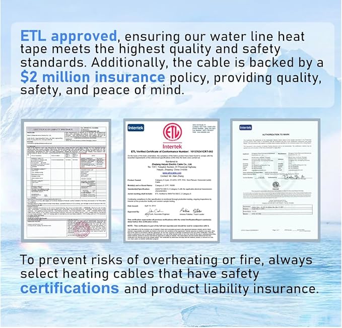 HEATIT 8JHSF1 Self Regulating Pre-Assembled Heating Cable with Spacer and Clips, Heat Tape for Roof Deicing and Pipe Freeze Protection,120V 8W/ft, 75FT