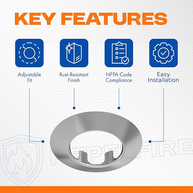 Fire Sprinkler Escutcheon Skirt, Short TAPER Escutcheon Pendant Skirt Chrome Plated, Works with Standard 401 Style Cup, Short Cup, and Retrofit 2 Piece Cup, Fire Sprinkler Skirt