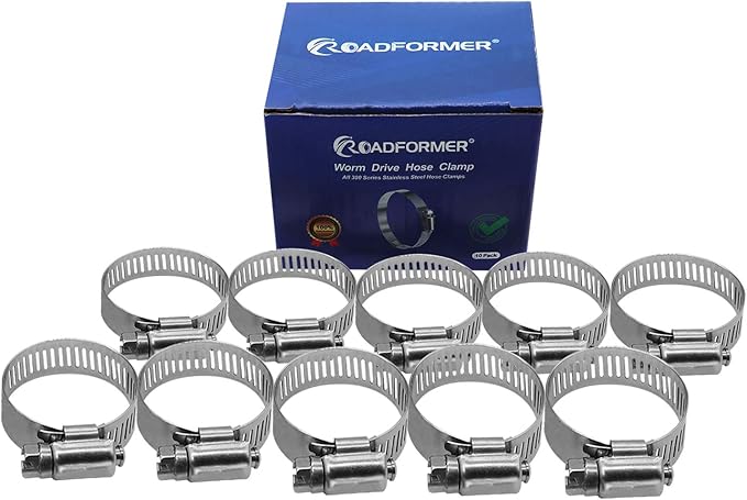 ROADFORMER 2.5" Worm Gear Hose Clamp - SAE 40 Size, Full Stainless Steel with 1/2" Band Width, Working Range 52mm - 76mm Hose Clamps, 10 Pack