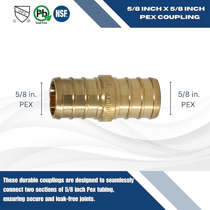 XFITTING Pex B Coupling, 10-Pack, 5/8" Pex x 5/8" Pex