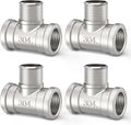 ChillWaves 304 Stainless Steel Pipe Fitting, Male Branch Tee 1/4" NPT Female x 1/4" NPT Male x 1/4" NPT Female Thread Adapter(4-PACK)