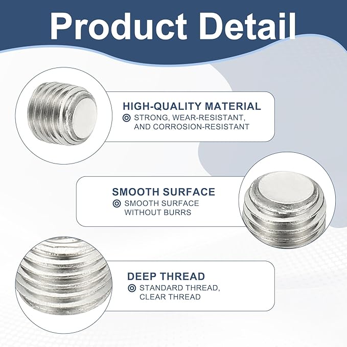 PATIKIL 1-1/2" NPT Male Internal Hex Pipe Fitting, 304 Stainless Steel Pipe Plug Fitting Assortment Kit Countersunk Thread Head Socket Pipe Plug Fitting Adapter with Tape, Silver