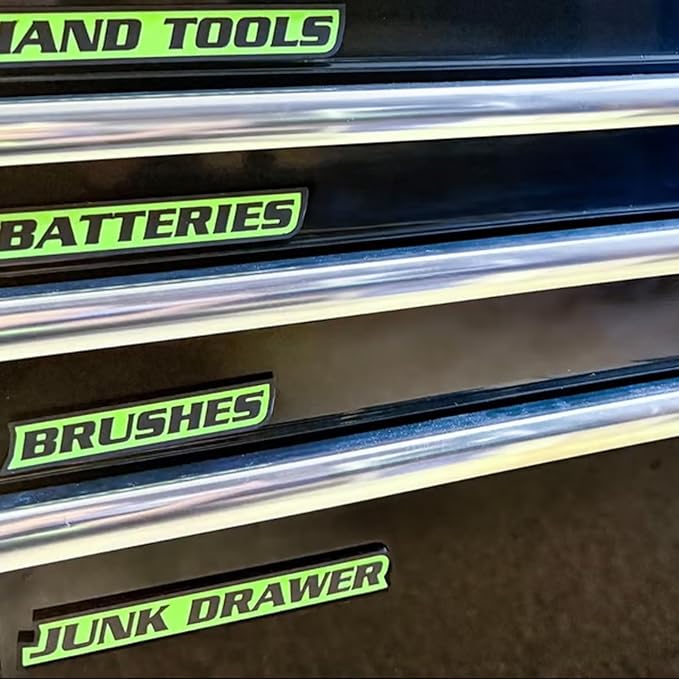 12 Pack of Magnetic Tool box Labels, 3D Printed Tool Box Labels magnet, General Tool Box Organize Accessories for Steel Toolboxes, Carts, Drawers, and Cabinets, Easy to Stick and Remove (silver)