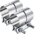 2 Pack 4 Inch Lap Joint Exhaust Clamp, 304 Stainless Steel Muffler Clamp, Pipe Clamps Sleeve Coupler for Pipes, Mufflers and Catalytic Converters