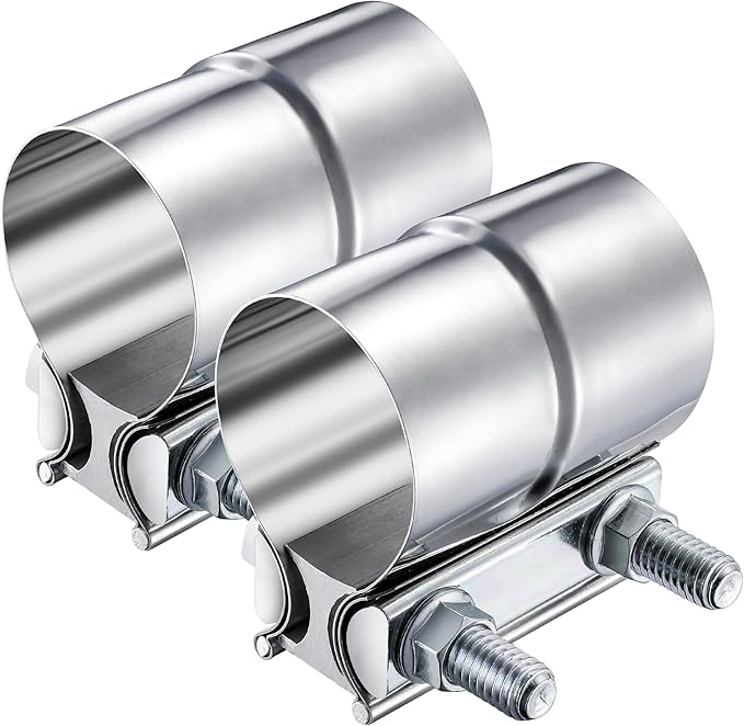 2 Pack 4 Inch Lap Joint Exhaust Clamp, 304 Stainless Steel Muffler Clamp, Pipe Clamps Sleeve Coupler for Pipes, Mufflers and Catalytic Converters