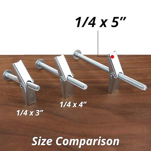 HASWARE Toggle Bolt Zinc Plated Steel and Wing Nut for Hanging Heavy Items on Drywall 1/4x5 (8 Pack)